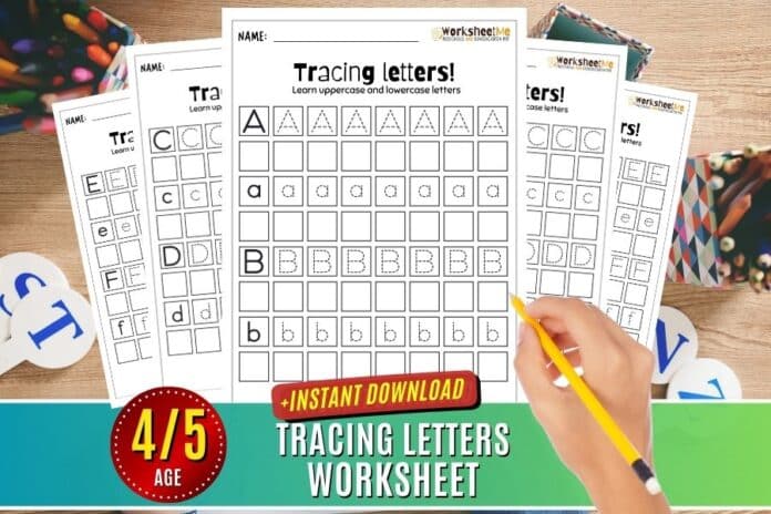 Tracing letter alphabet Worksheet Preschool Kindergarten Letter Tracing Worksheets: A to J