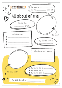 All About Me Worksheet All About Me