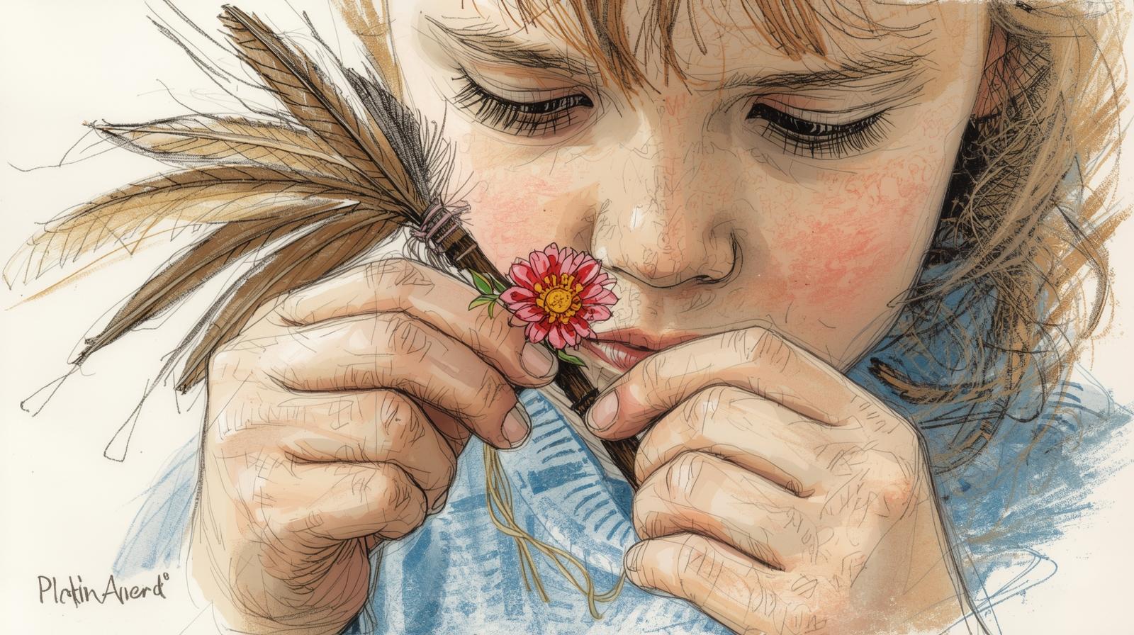 child crafting nature